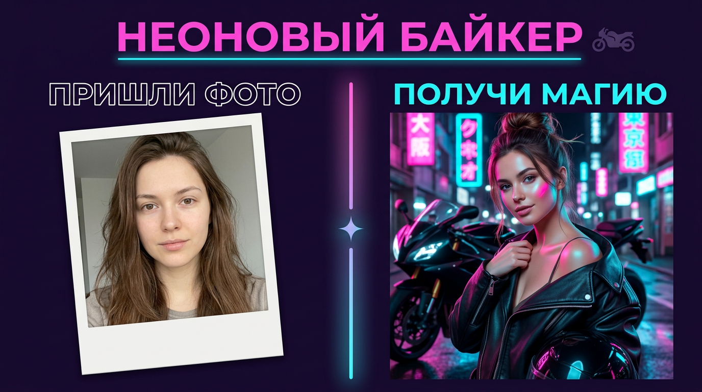 🏍 Неоновый байкер